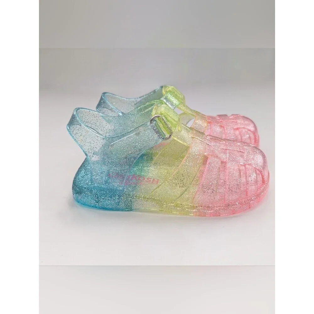 OshKosh B'gosh Baby (Size 4) Glitter Jelly Sandals in Pastel Rainbow Colors